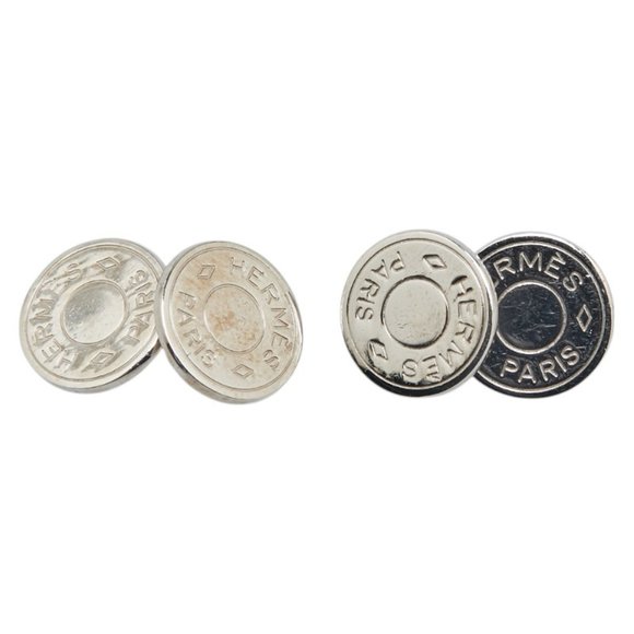 Hermes Serie Cufflinks Silver Metal Men's HERMES - Picture 2 of 4